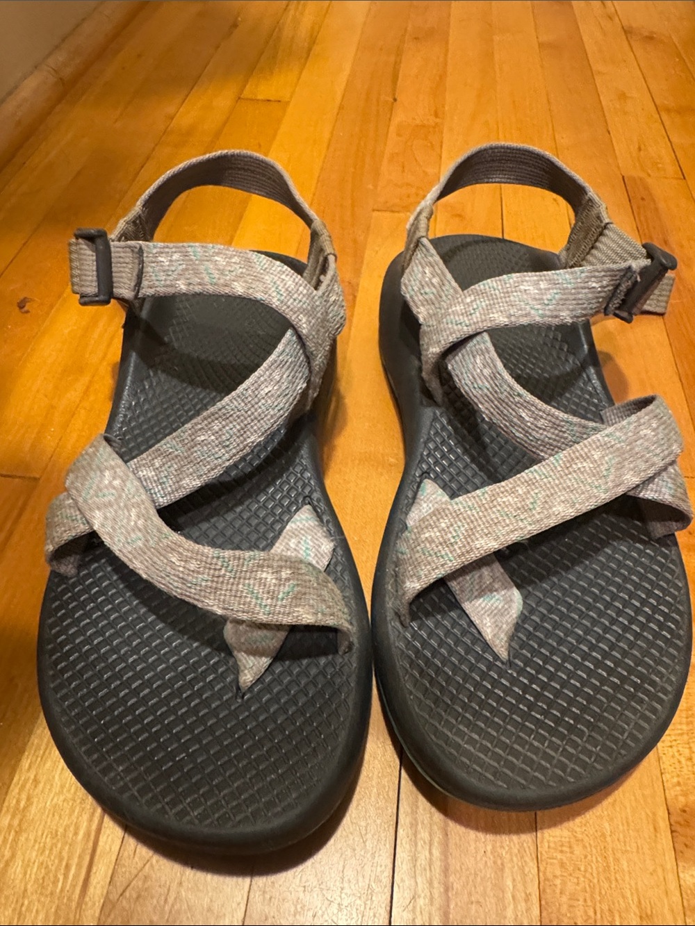 Chaco Women's Strappy Sandals in Gray and Mint
